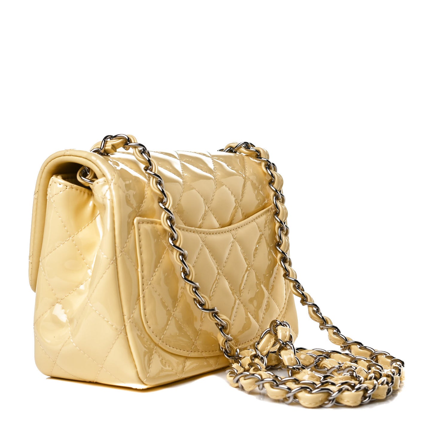 Patent Quilted Mini Square Flap Yellow