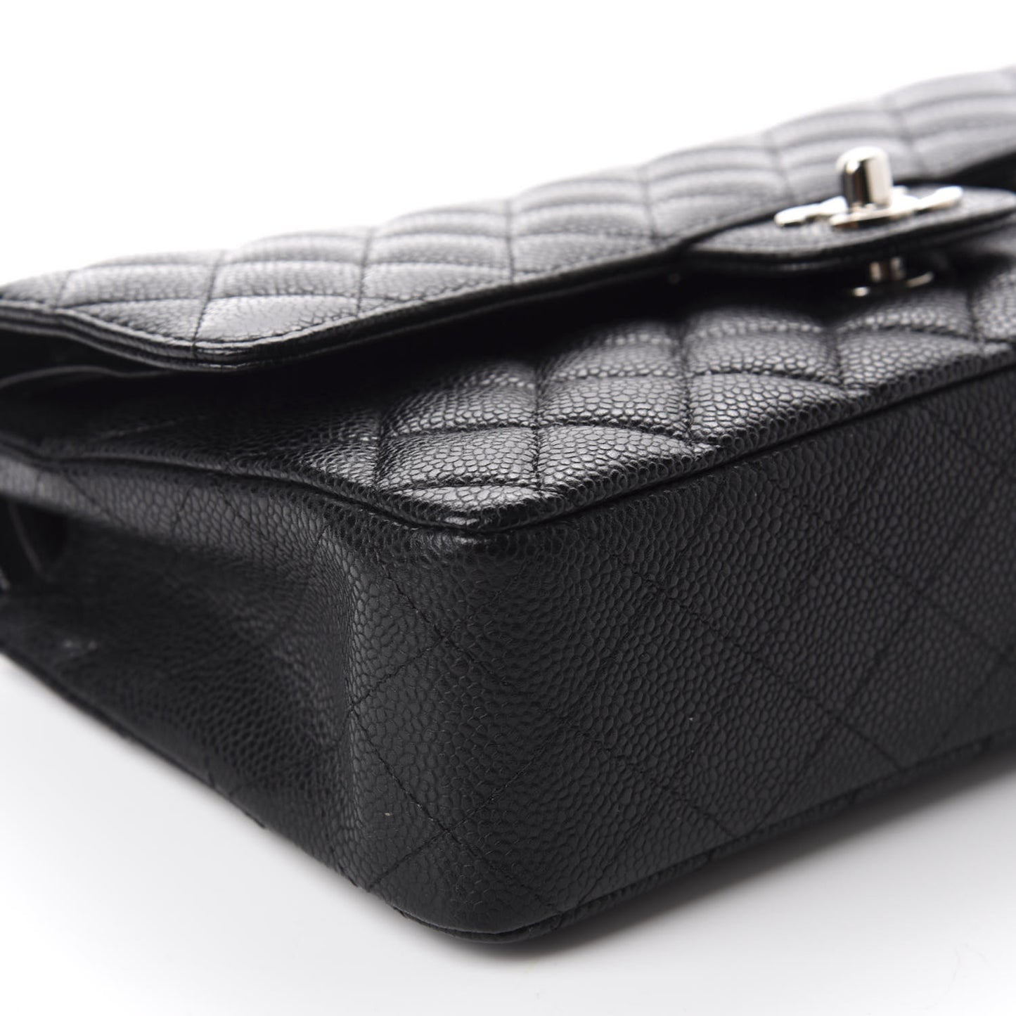 Caviar Quilted Medium Double Flap Black