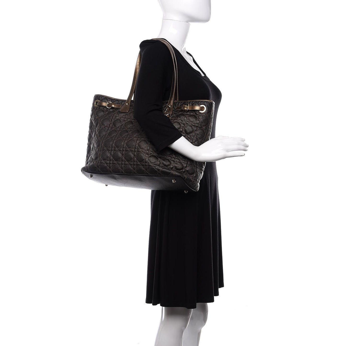 Coated Canvas Cannage Medium Panarea Tote Bronze
