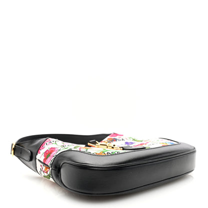 Gucci X BALENCIAGA Canvas Boarded Pluton Calfskin Flora Logo Print Small Jackie 1961 Hobo White Multicolor Black 4 of 9