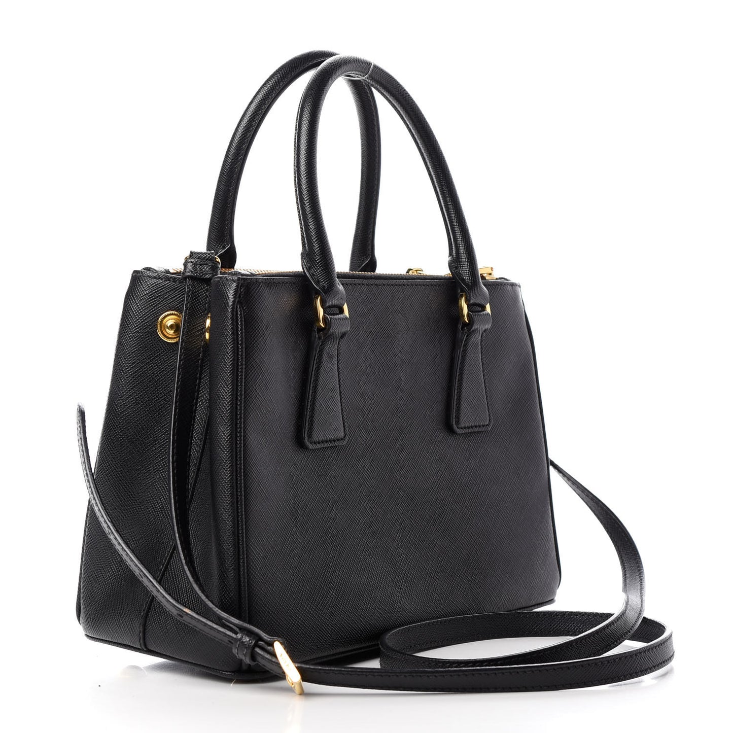 Saffiano Small Galleria Double Zip Tote Black