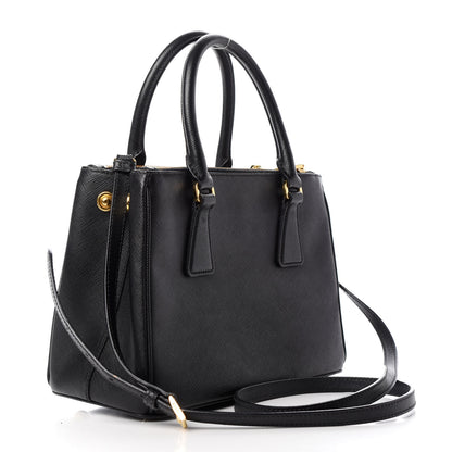 Prada Saffiano Small Galleria Double Zip Tote Black 3 of 9