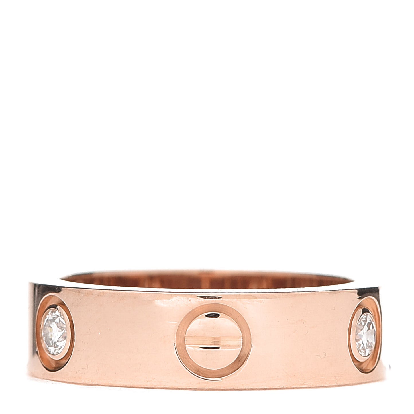 18K Pink Gold 3 Diamond 5.5mm LOVE Ring 52 6