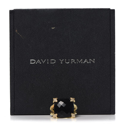 David Yurman 18K Yellow Gold Diamond Black Onyx 15mm Cushion On Point Ring 52 6 6 of 6