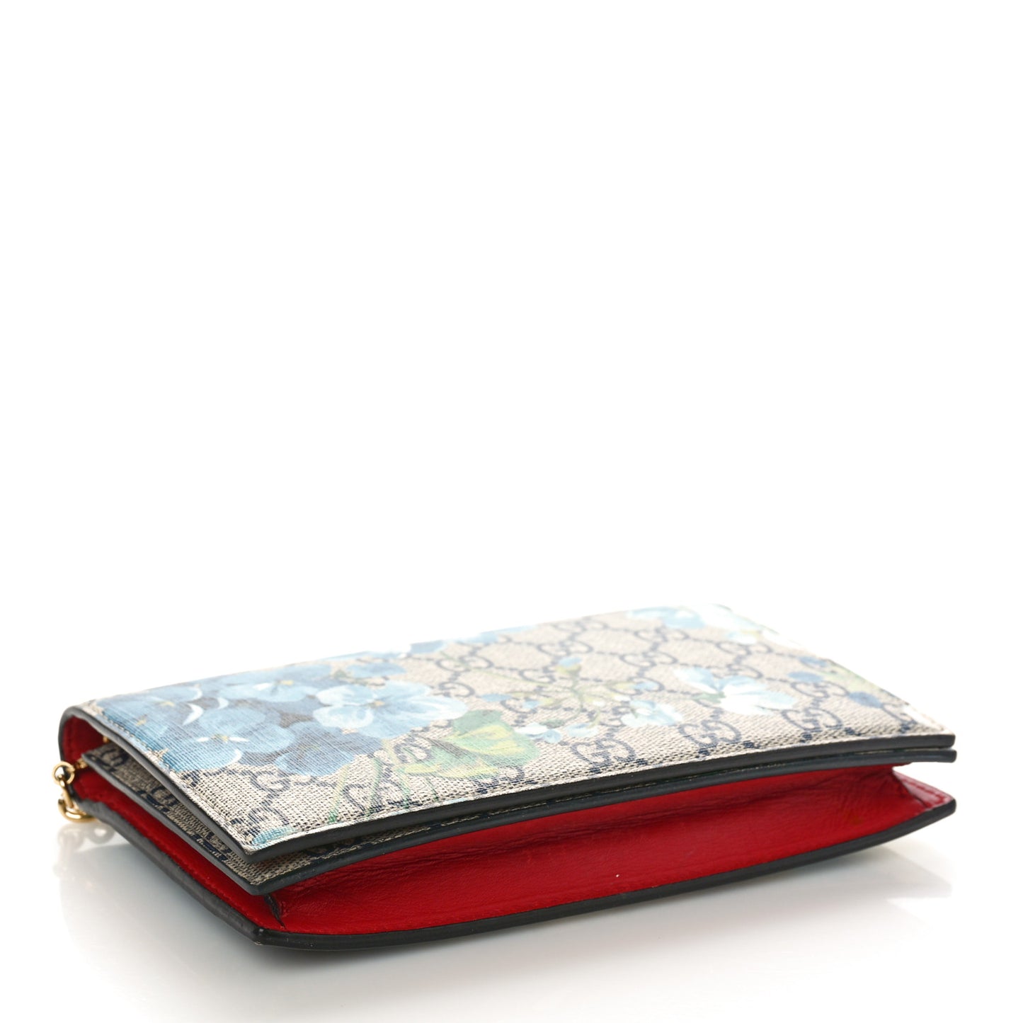 GG Supreme Monogram Blooms Chain Wallet Blue