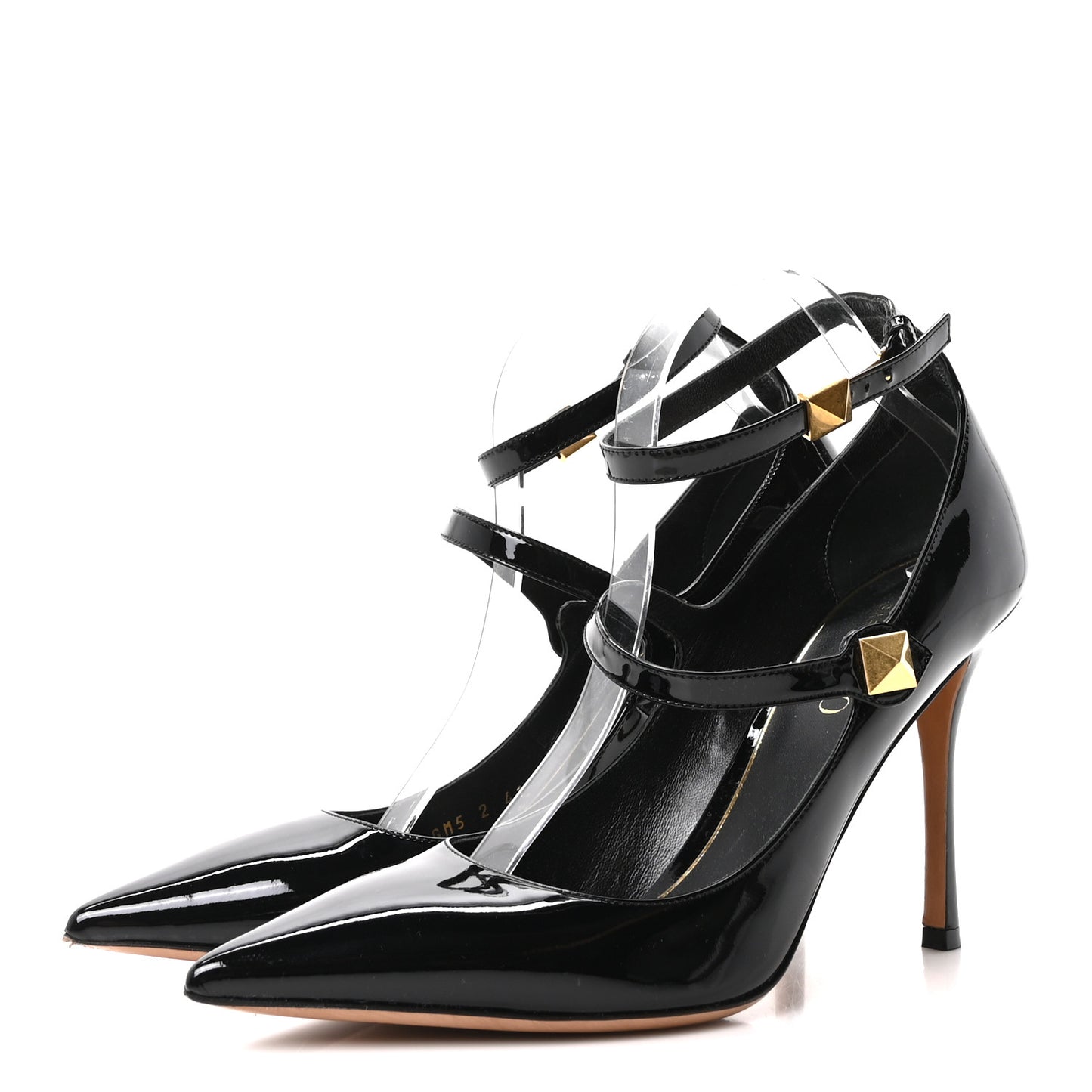 Patent Tiptoe Ankle Strap 100mm Pumps 41 Black