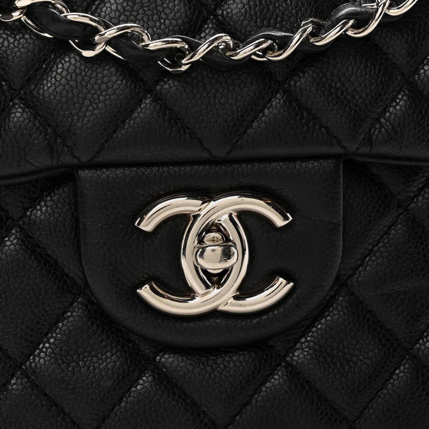 Washed Caviar Quilted Maxi Single Flap Black