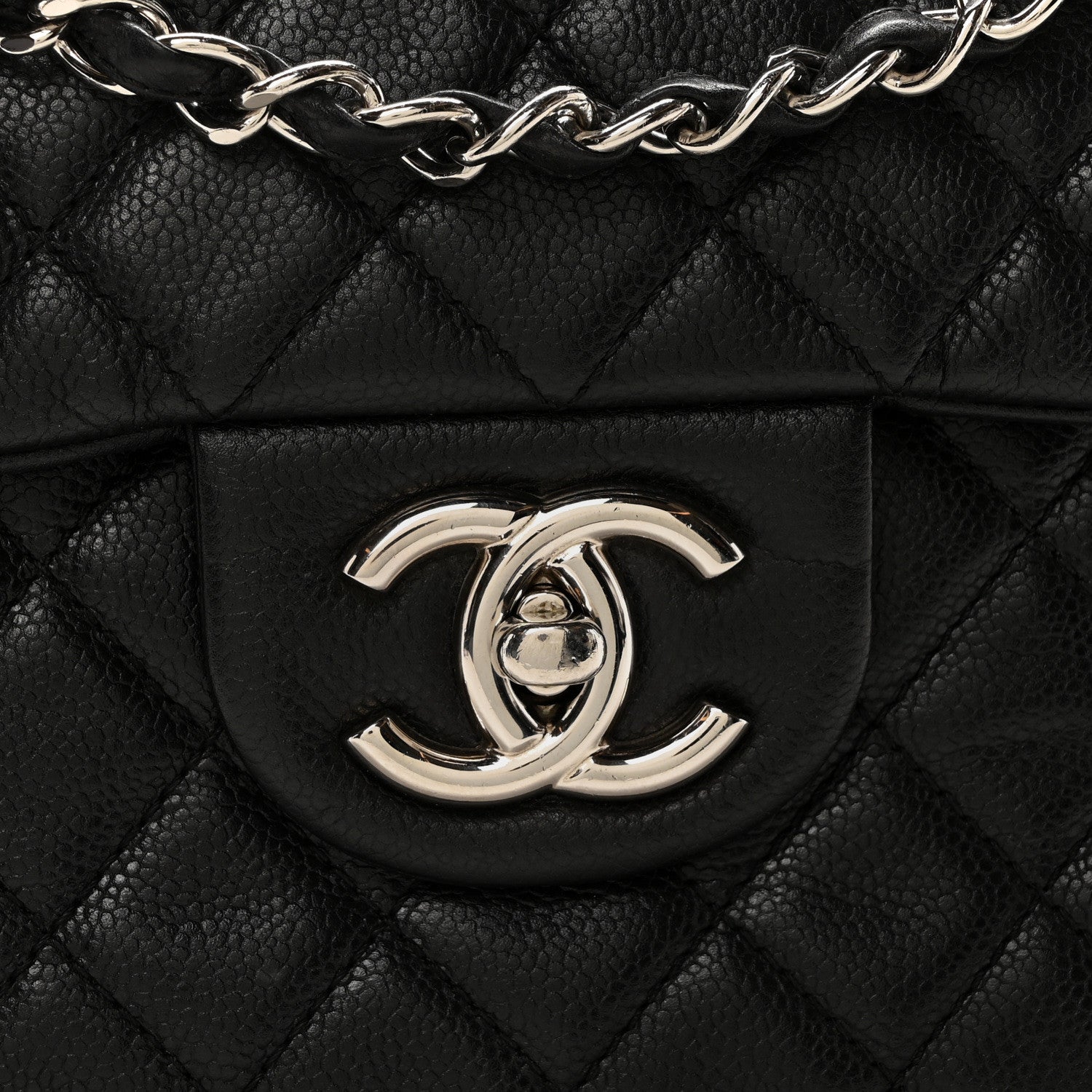 Chanel Washed Caviar Quilted Maxi Single Flap Black 8 of 10