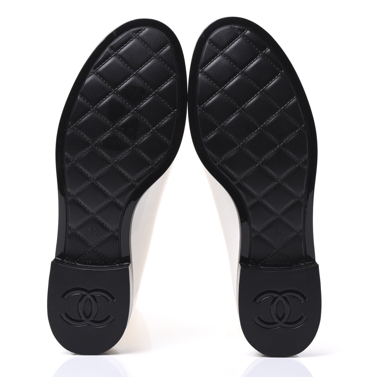 Chanel Rubber Rain Boots 39 Ivory Black 5 of 9