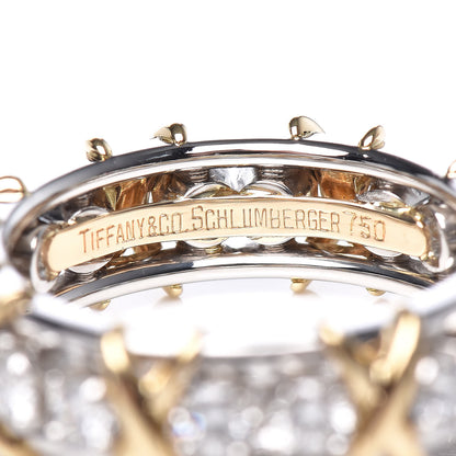 Tiffany 18K Yellow Gold Platinum Diamond Schlumberger Sixteen Stone Ring 52 6 4 of 6