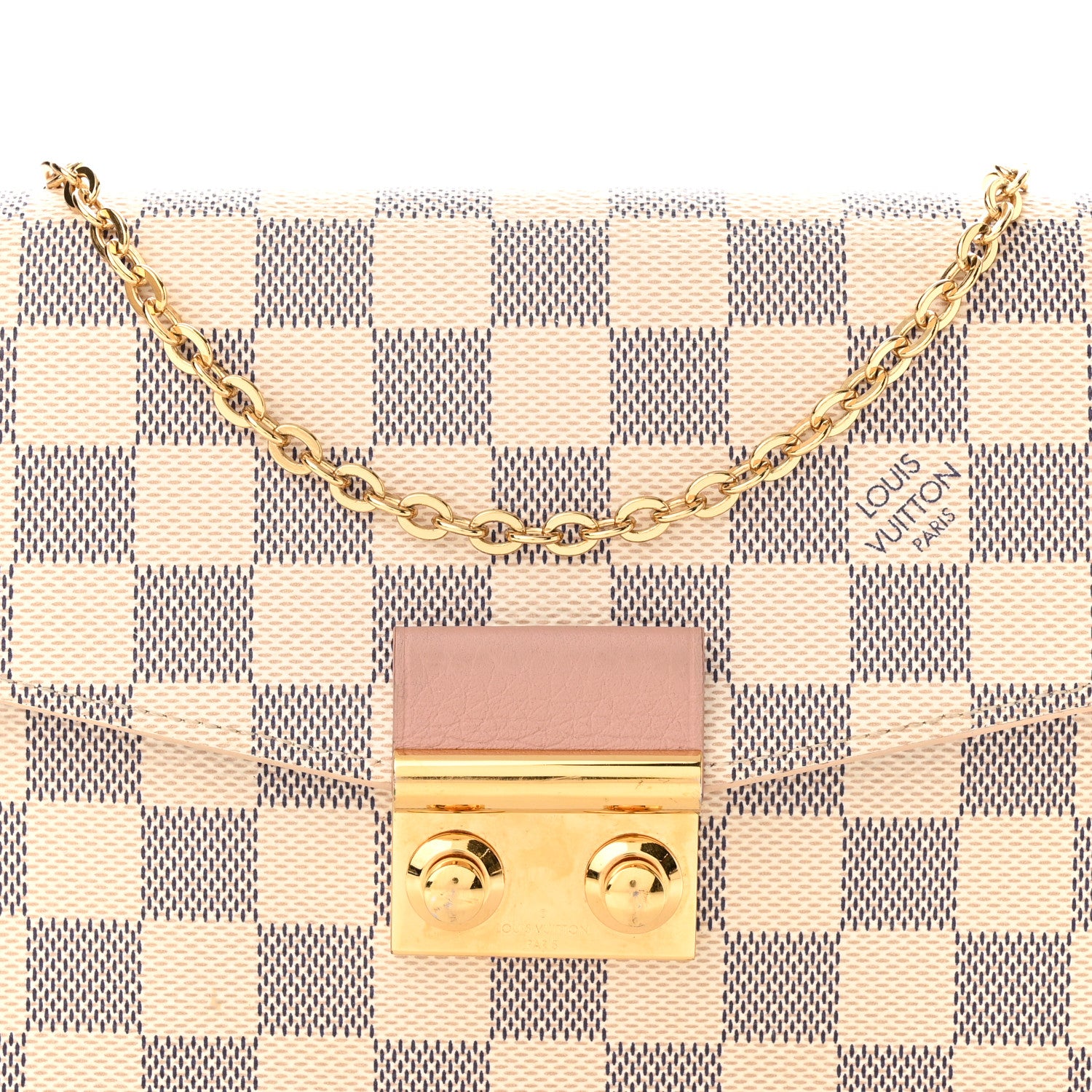 Louis Vuitton Damier Azur Croisette Chain Wallet Rose Ballerine 8 of 11