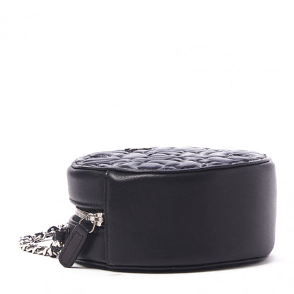 Chanel Lambskin Camellia Quilted Round Clutch With Chain Black 4 of 10