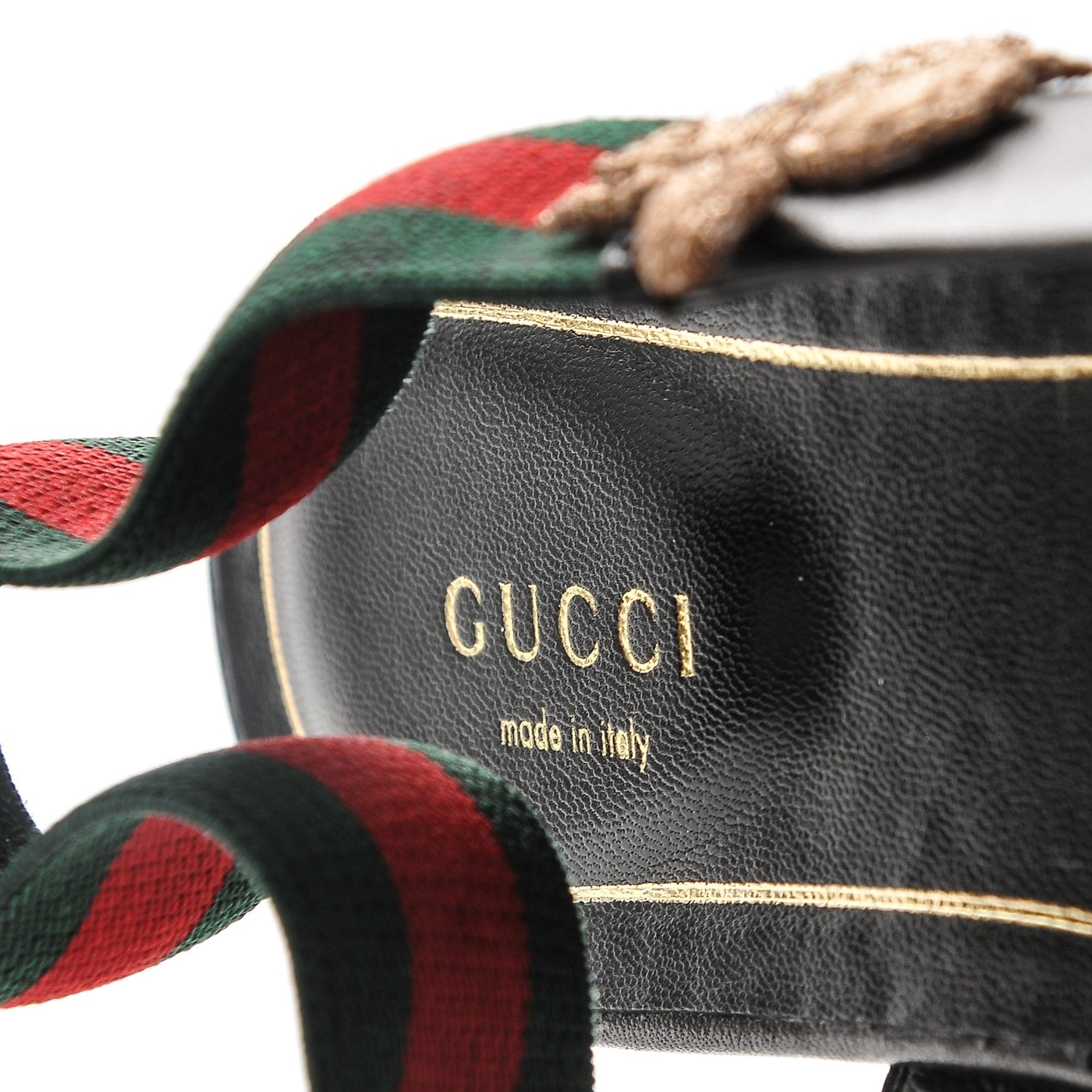 Gucci Calfskin Bayadere Bee Slingback Flats 39.5 Nero Black 7 of 8