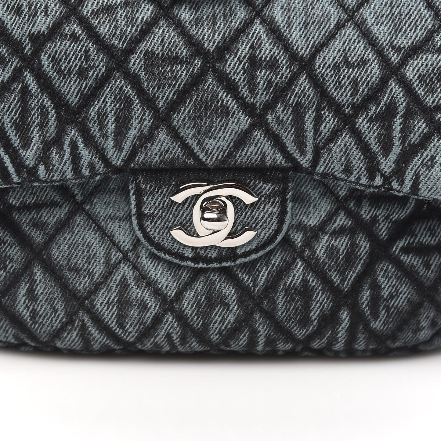 Washed Denim Quilted Small Denimpression Flap Blue Black