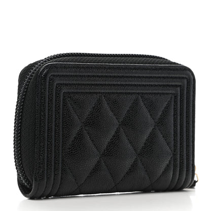 Chanel Caviar Quilted Boy Zip Around Coin Purse Wallet Black 3 of 8