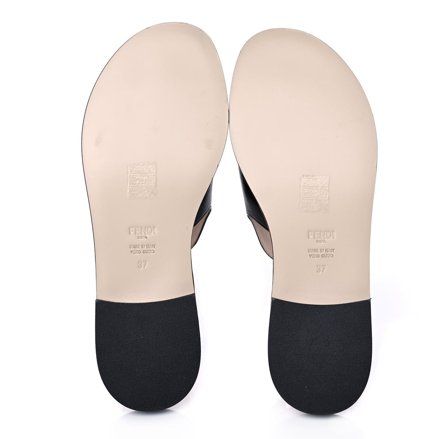 Calfskin F is Fendi Flat Mules 37 Black