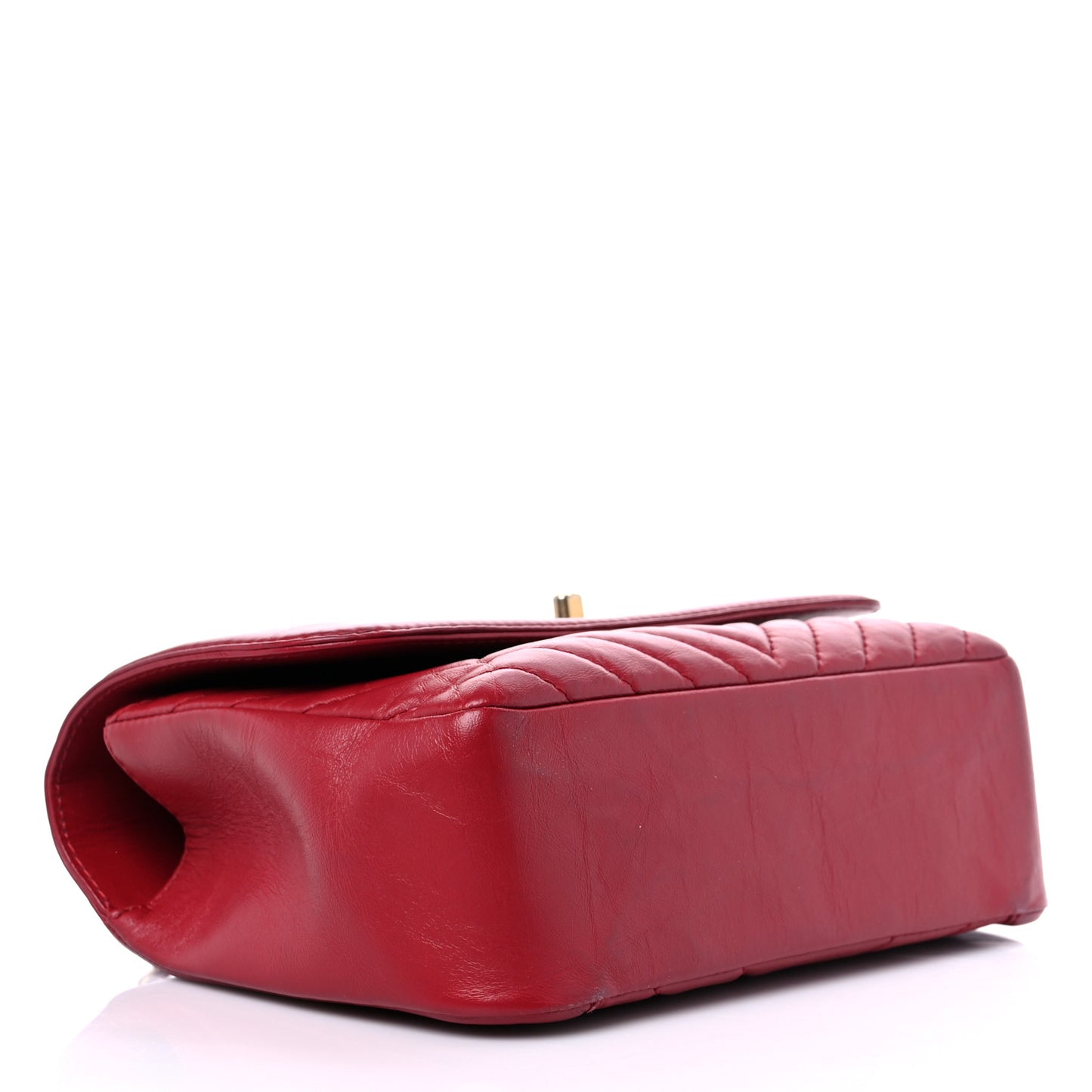 Calfskin Chevron Quilted Top Handle Flap Red