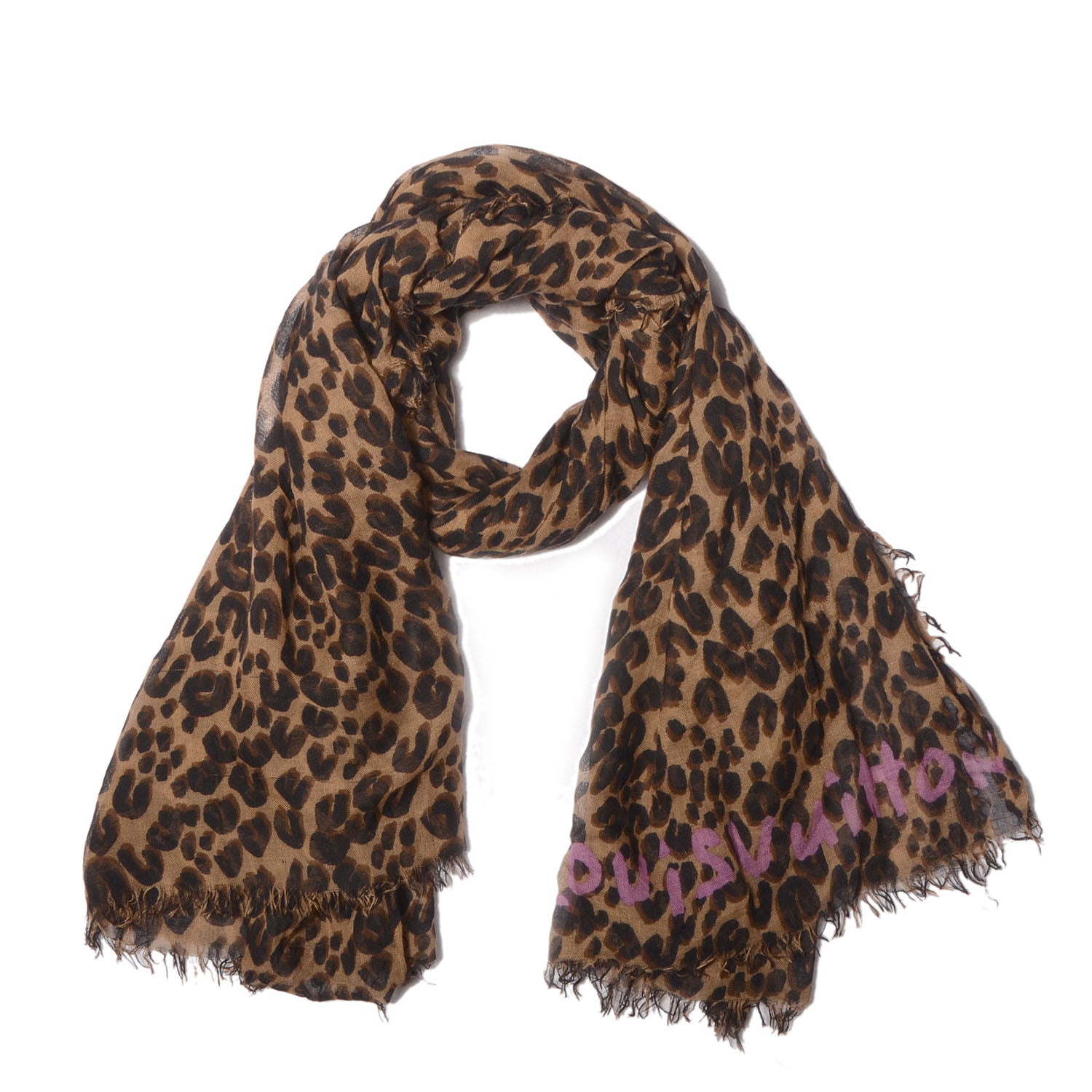 Louis Vuitton Cashmere Silk Leopard Stole Brown 3 of 5