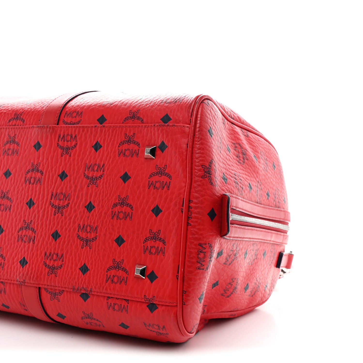 MCM Visetos Large Traveler Weekender Bag Red 10 of 11