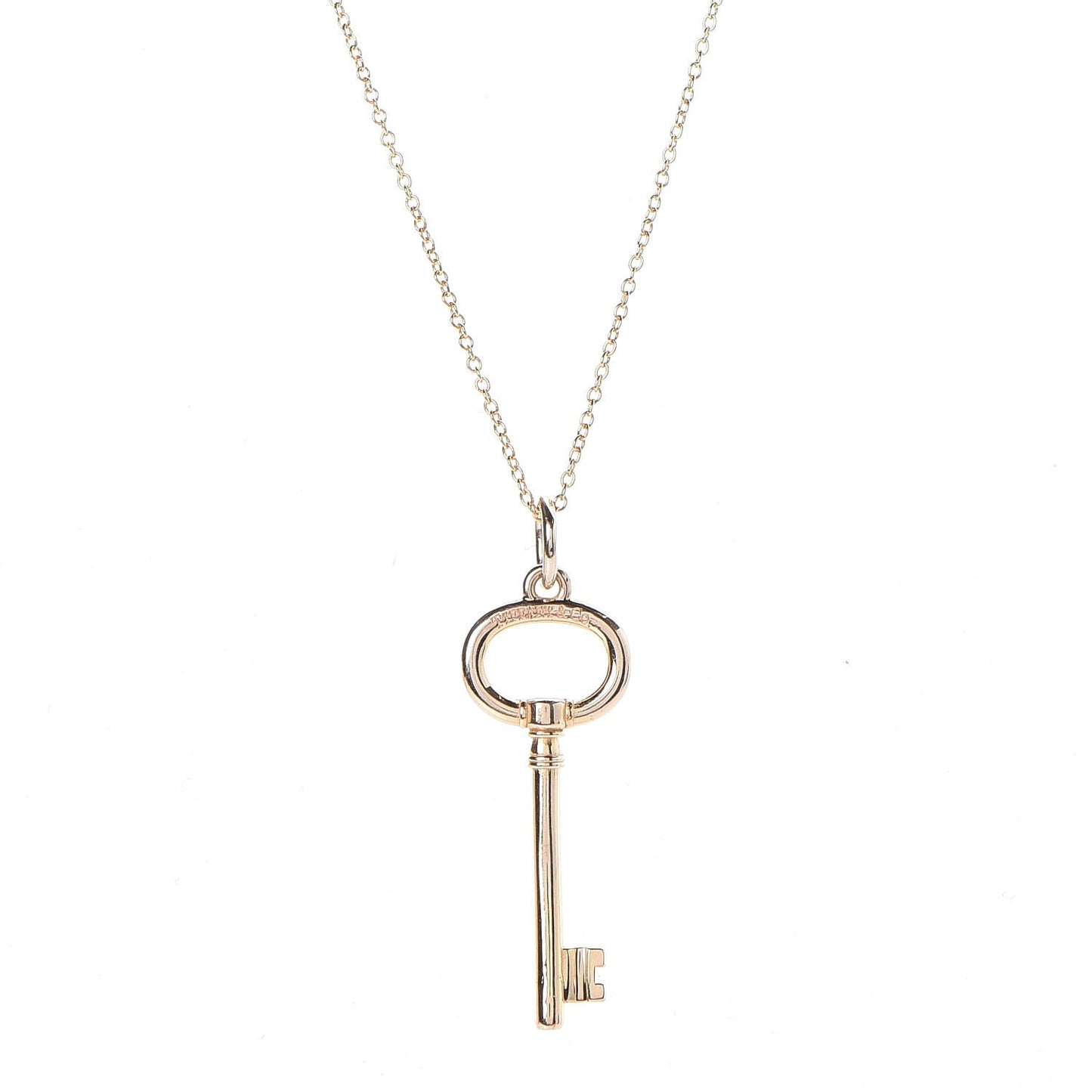 18K Rose Gold Small Oval Key Pendant Necklace