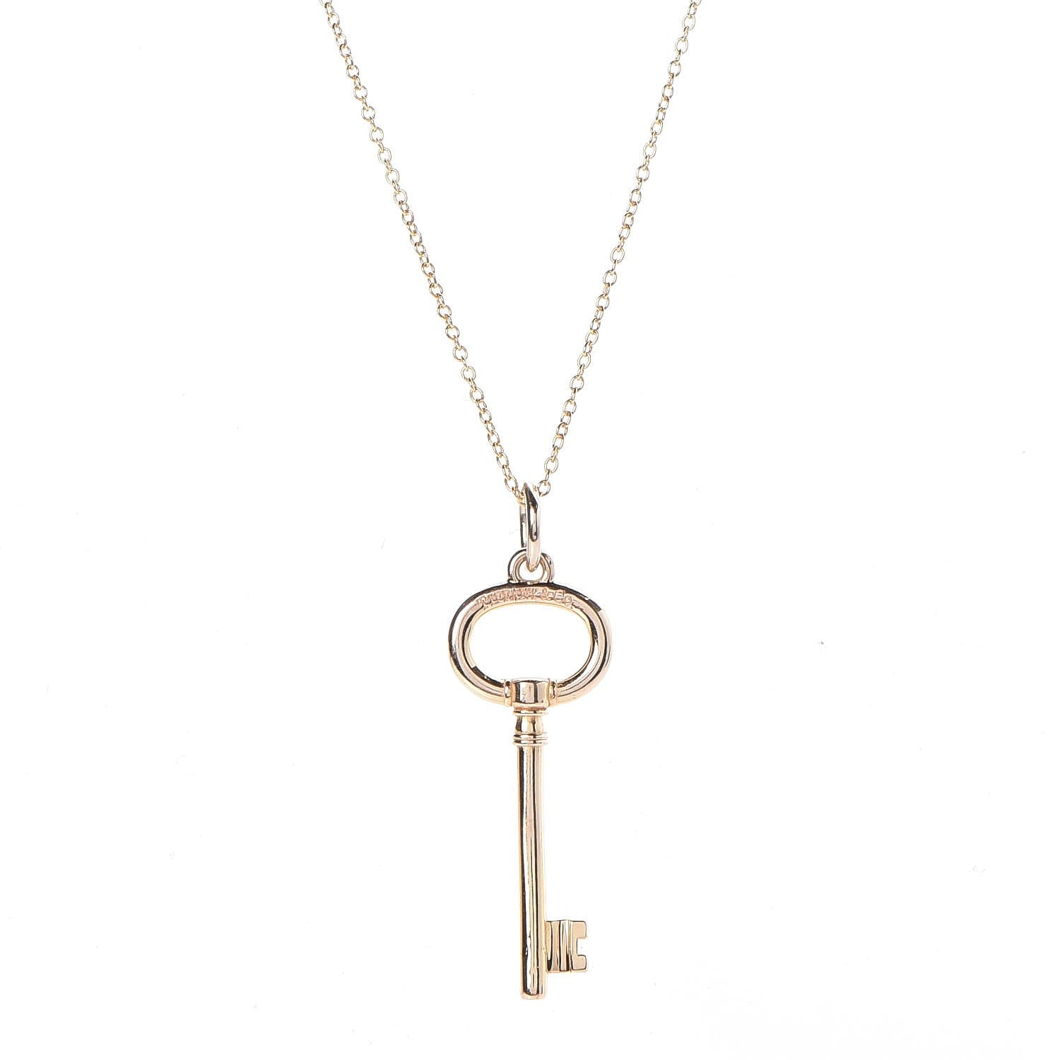 Tiffany 18K Rose Gold Small Oval Key Pendant Necklace 4 of 8