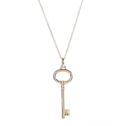 Tiffany 18K Rose Gold Small Oval Key Pendant Necklace 4 of 8
