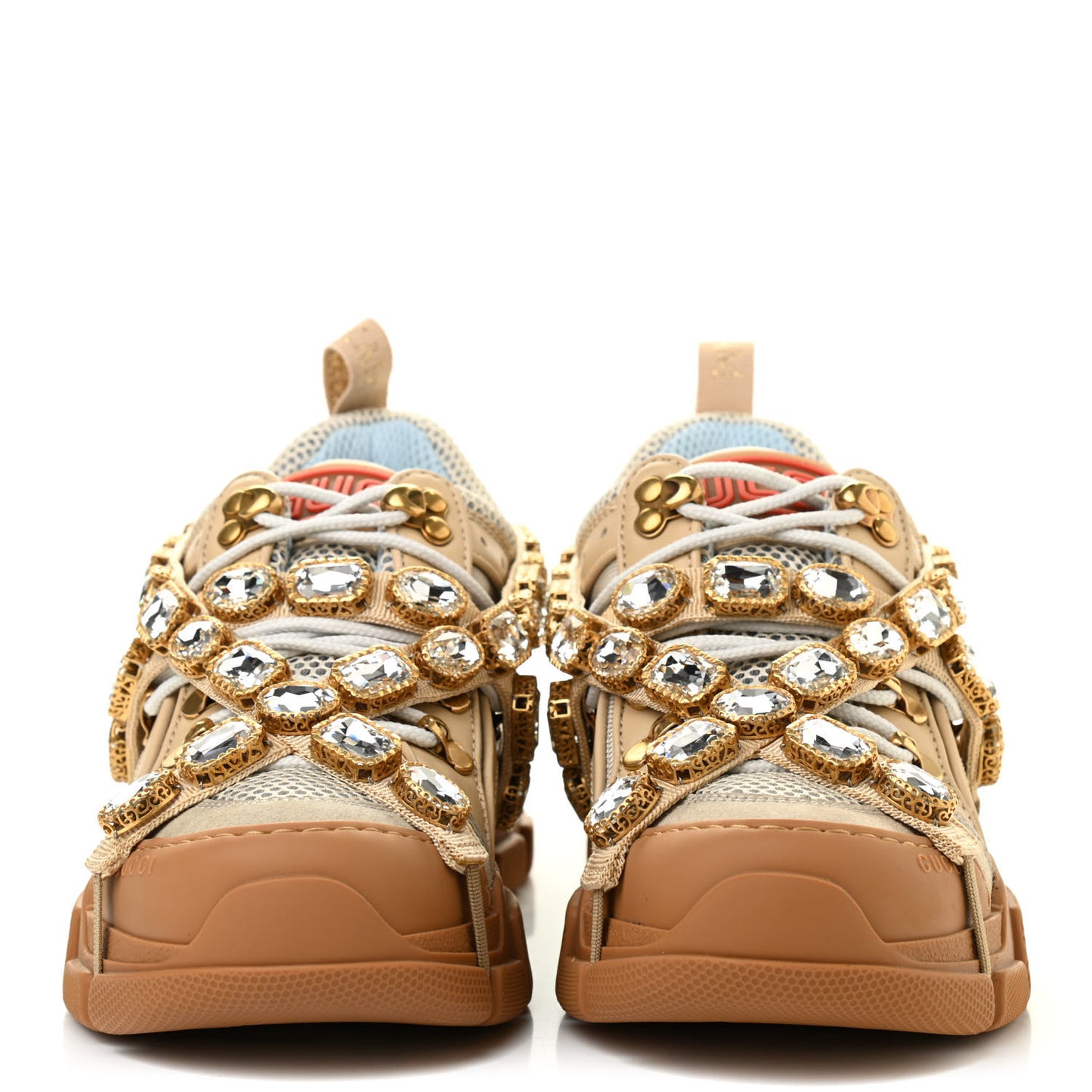 X SEGA Mesh Canvas Calfskin Removable Crystals Flashtrek Sneakers 36.5 Mystic White Oatmeal Sand Storm