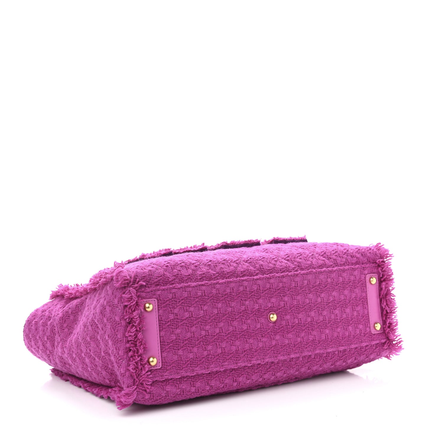 Wool Tweed Large Zipped Shopping Tote Magenta