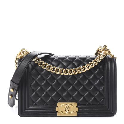Chanel Lambskin Quilted Medium Boy Flap Black 1 of 9
