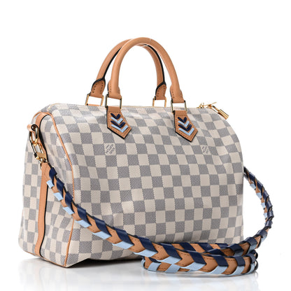 Louis Vuitton Damier Azur Braided Speedy Bandouliere 30 Blue 2 of 4