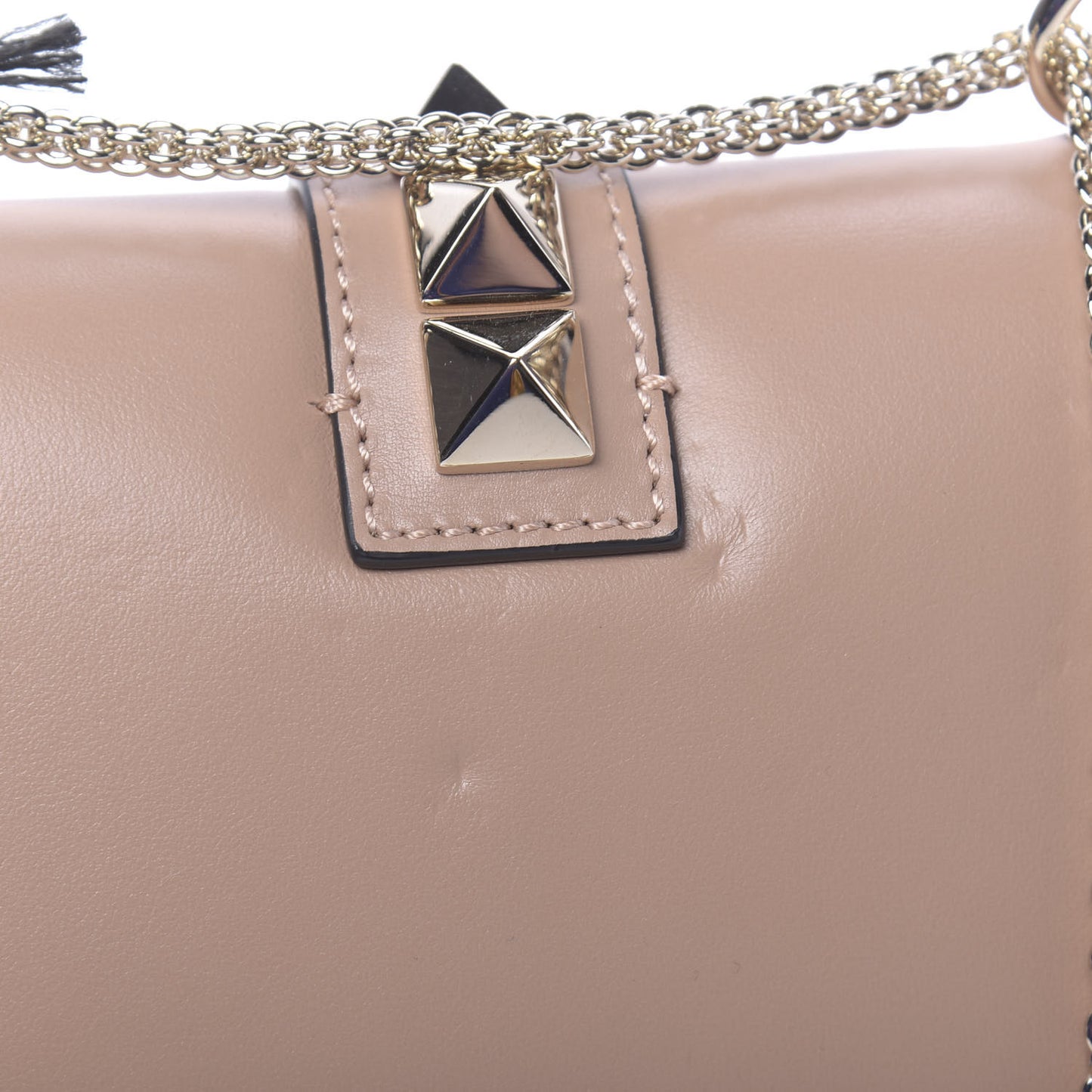 Vitello Small Glam Lock Rockstud Flap Soft Noisette