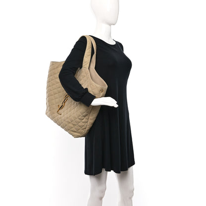 Saint Laurent Nubuck Suede Quilted Maxi Icare Shopping Tote Beige 2 of 13