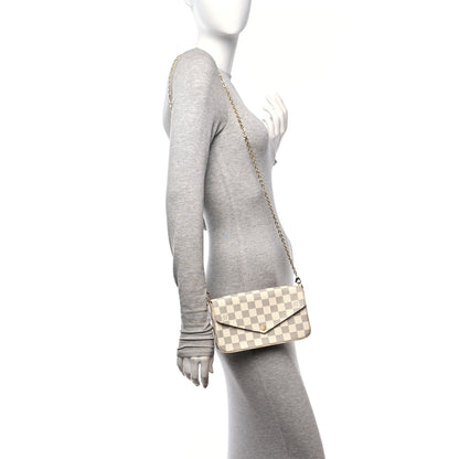 Louis Vuitton Damier Azur Pochette Felicie Chain Wallet Rose Ballerine 2 of 16
