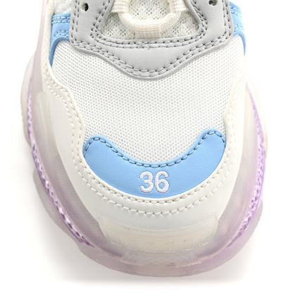 Balenciaga Fabric Mesh Clear Sole Womens Triple S Sneakers 36 Light Blue Grey Lilac White 8 of 12