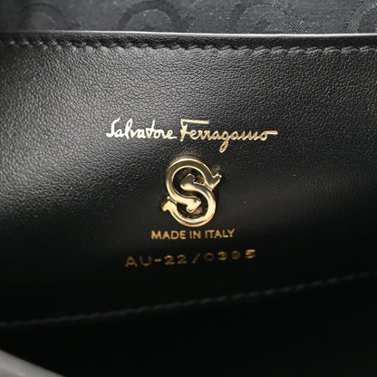 Salvatore Ferragamo Grained Calfskin Gancini Mini Top Handle Crossbody Bag Black 6 of 10