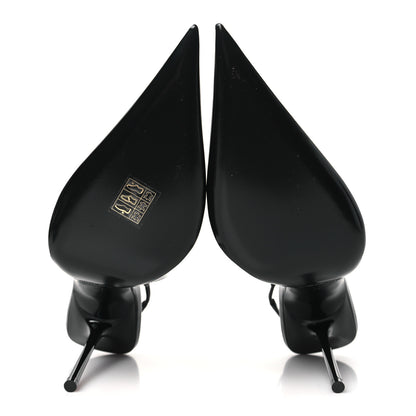 Saint Laurent Patent Calfskin Kiss 105 Slingback Pumps 40 Black 6 of 10