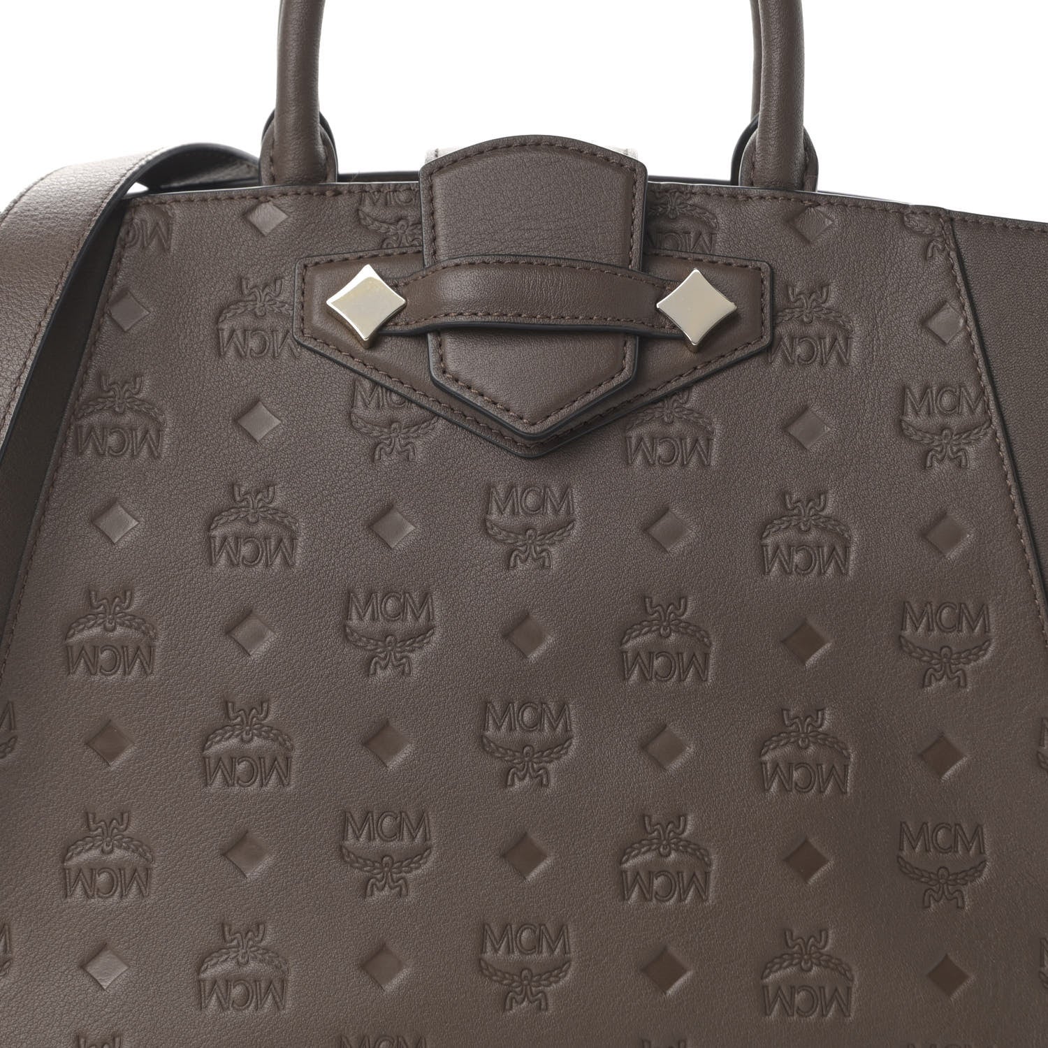 MCM Calfskin Ottomar Monogram Medium Essential Tote Chestnut 9 of 16
