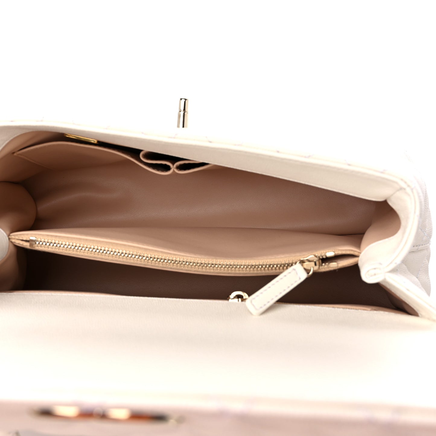 Caviar Quilted Small Coco Handle Flap White