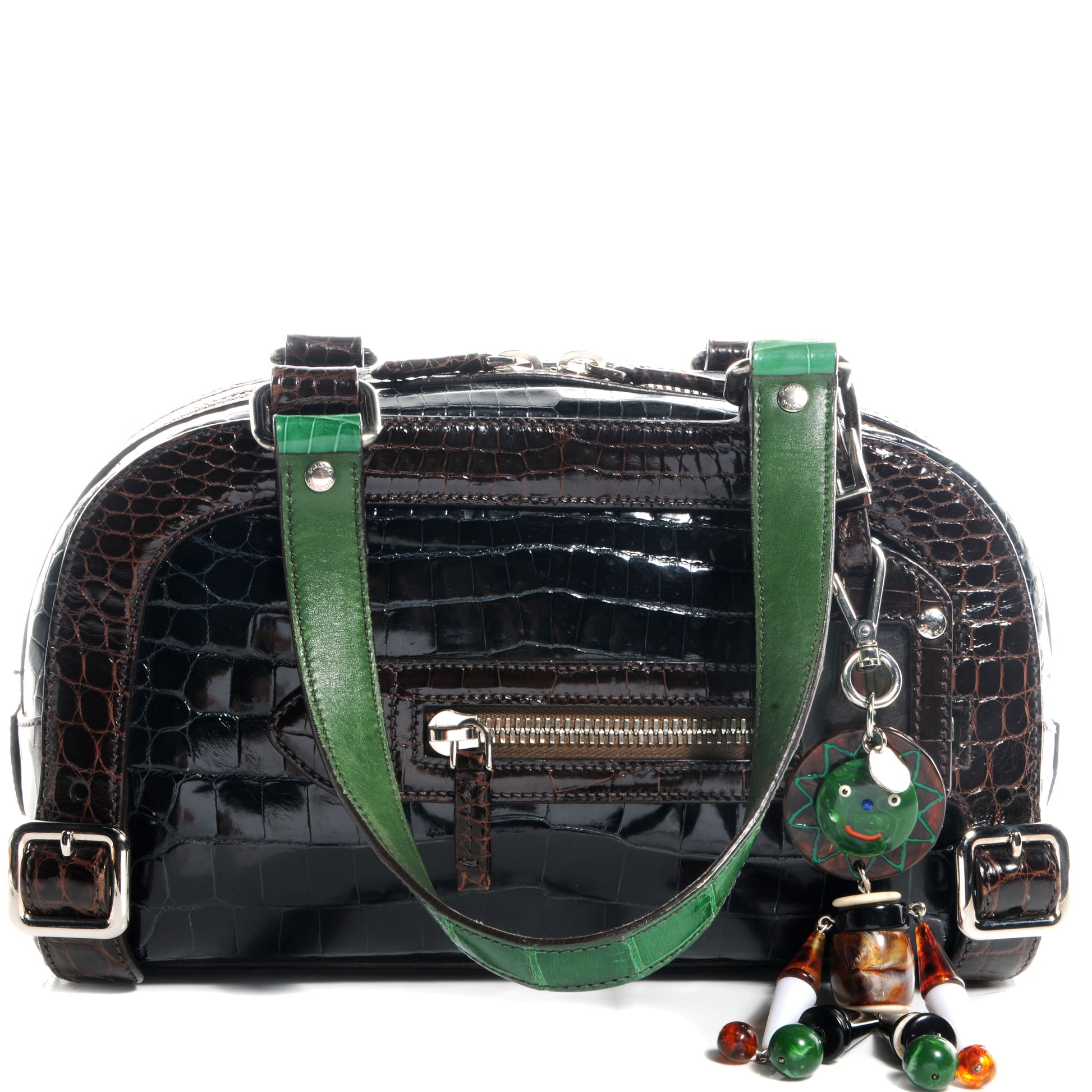 Prada Crocodile Colour Buckles Bag Green 1 of 8