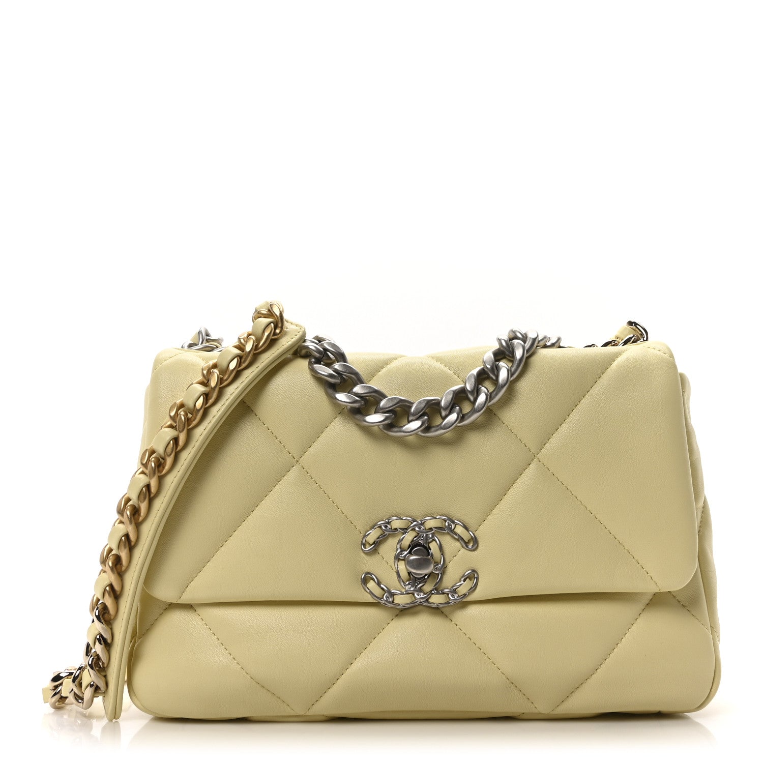 Chanel Lambskin Quilted Medium Chanel 19 Flap Light Yellow 1 of 10