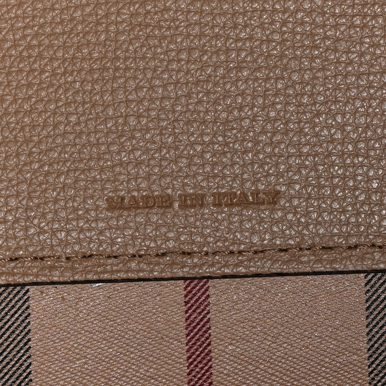 Burberry Grainy Calfskin Haymarket Check Medium Reversible Tote Camel 6 of 8