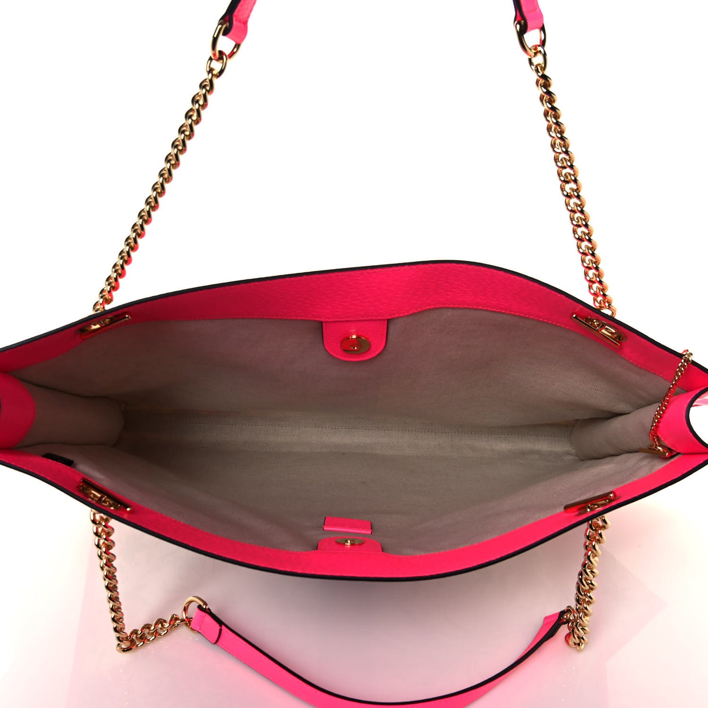Canvas Flora Large Rajah Chain Tote White Multicolor Fuxia Fluo
