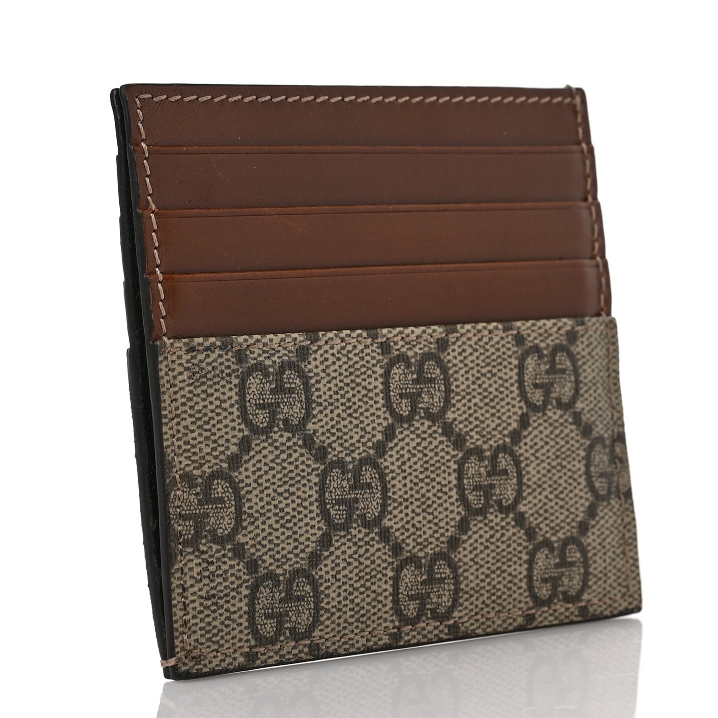 GG Supreme Monogram Calfskin Large Card Holder Beige Ebony Cuir