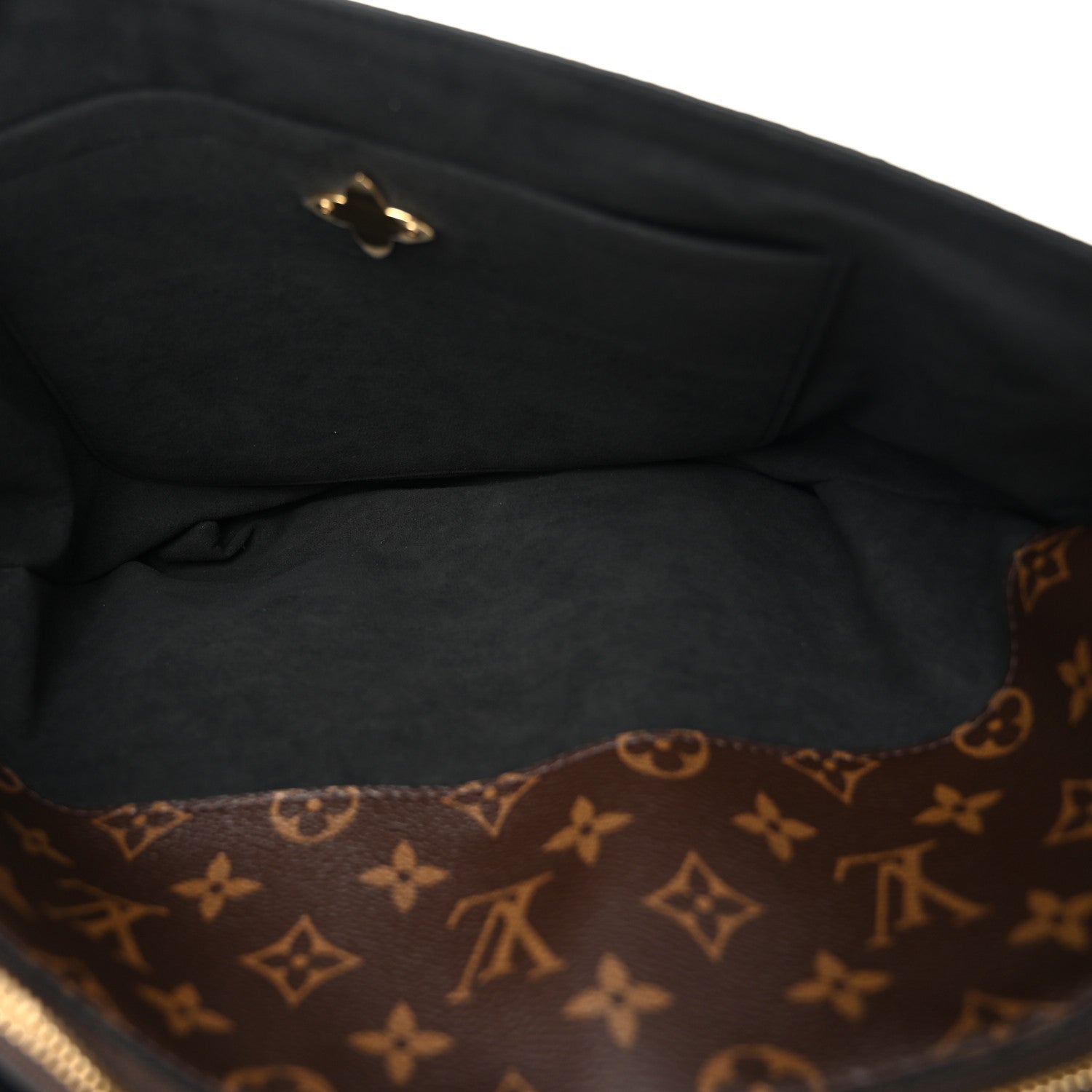 Louis Vuitton Monogram Flower Zipped Tote MM Black 5 of 11