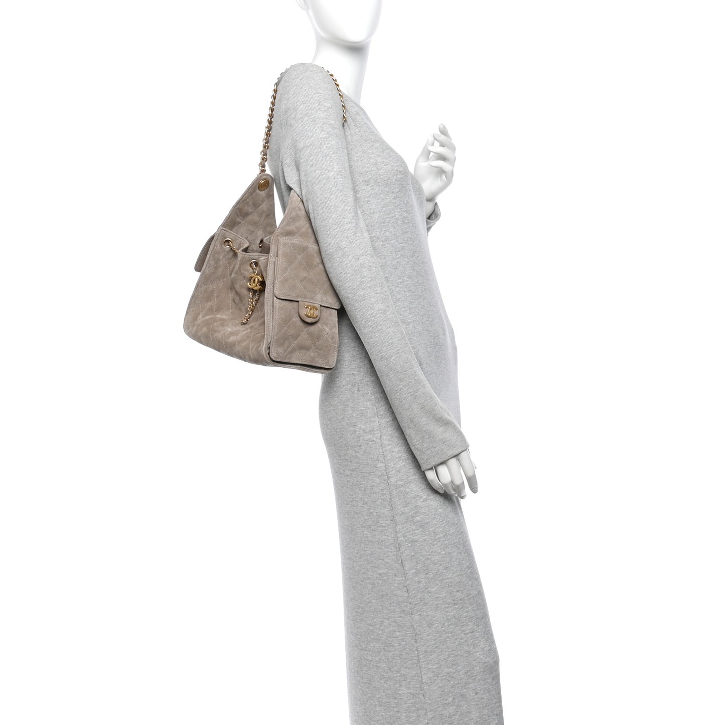 Suede Quilted Small Chanel 25 Handbag Dark Grey