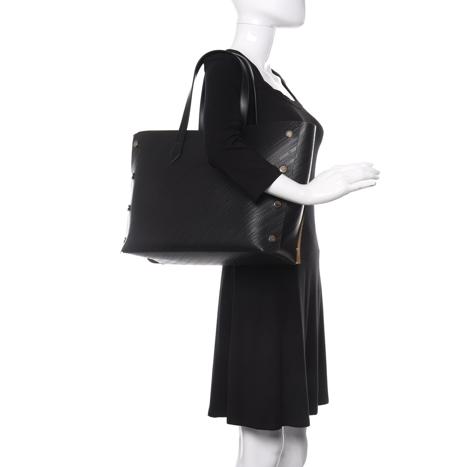 Givenchy Calfskin Chain Embossed Medium Bond Shopper Tote Black 2 of 10