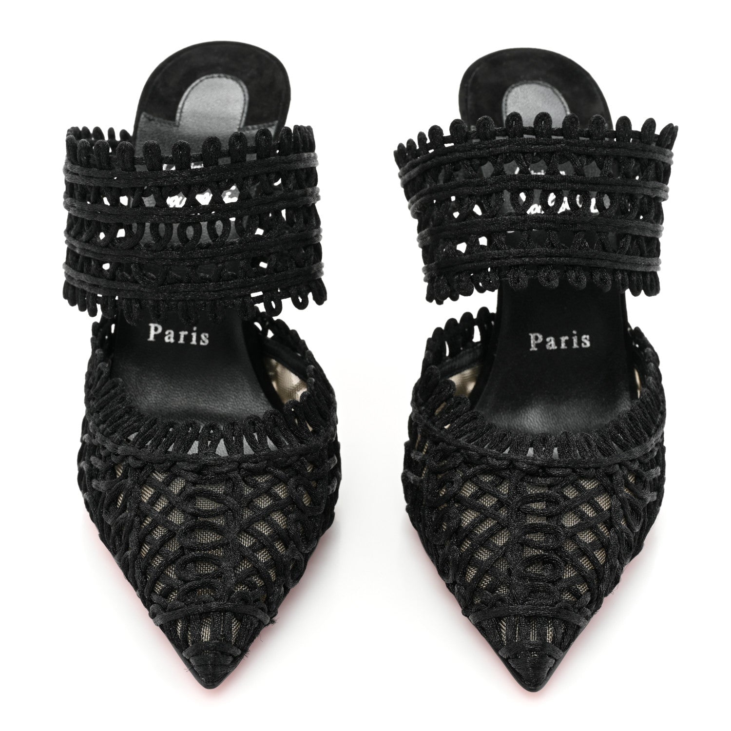 Christian Louboutin Rete Macrame Deia 100 Mule Sandals 38 Black 2 of 9