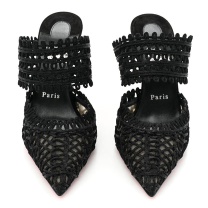 Christian Louboutin Rete Macrame Deia 100 Mule Sandals 38 Black 2 of 9