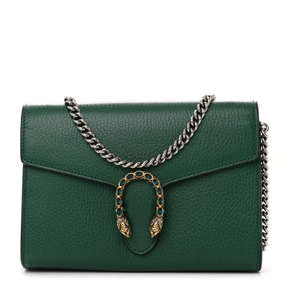Gucci Calfskin Mini Dionysus Chain Wallet Emerald 1 of 13
