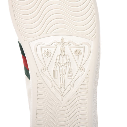 Gucci Calfskin Web Pearl Studded Ace Sneakers 38 White 9 of 12
